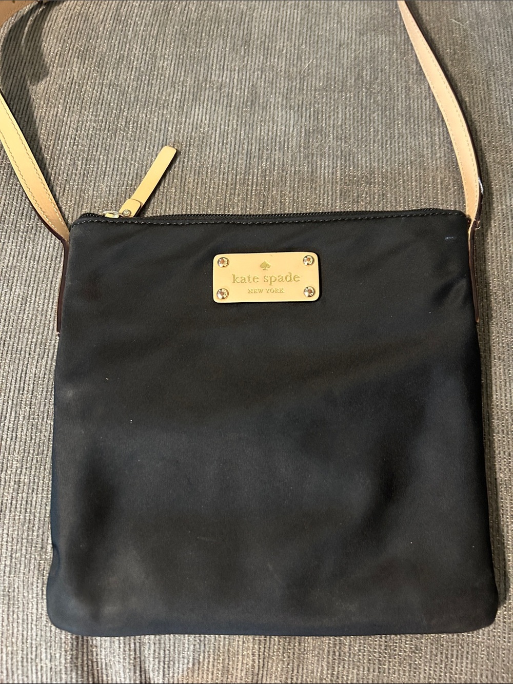 kate spade Black Crossbody Shoulder Bag with Tan Strap